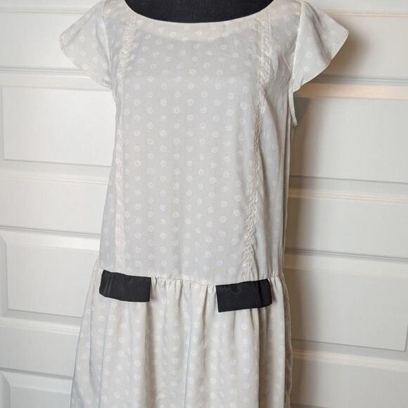 Grey and white bcbg generation drop waist polka dot dress - Picture 2 of 7